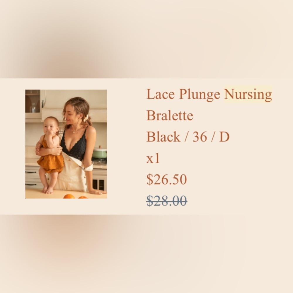 Momanda Black Lace Nursing Bralette, 36D - Picture 3 of 4